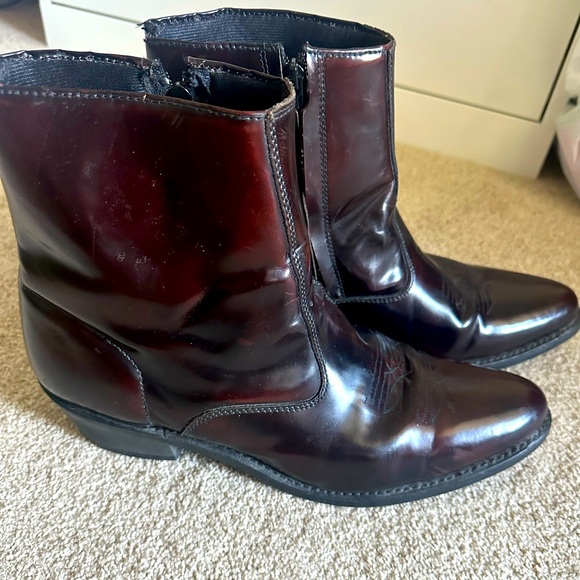 LAREDO men's long haul black cherry leather side zipper western boots